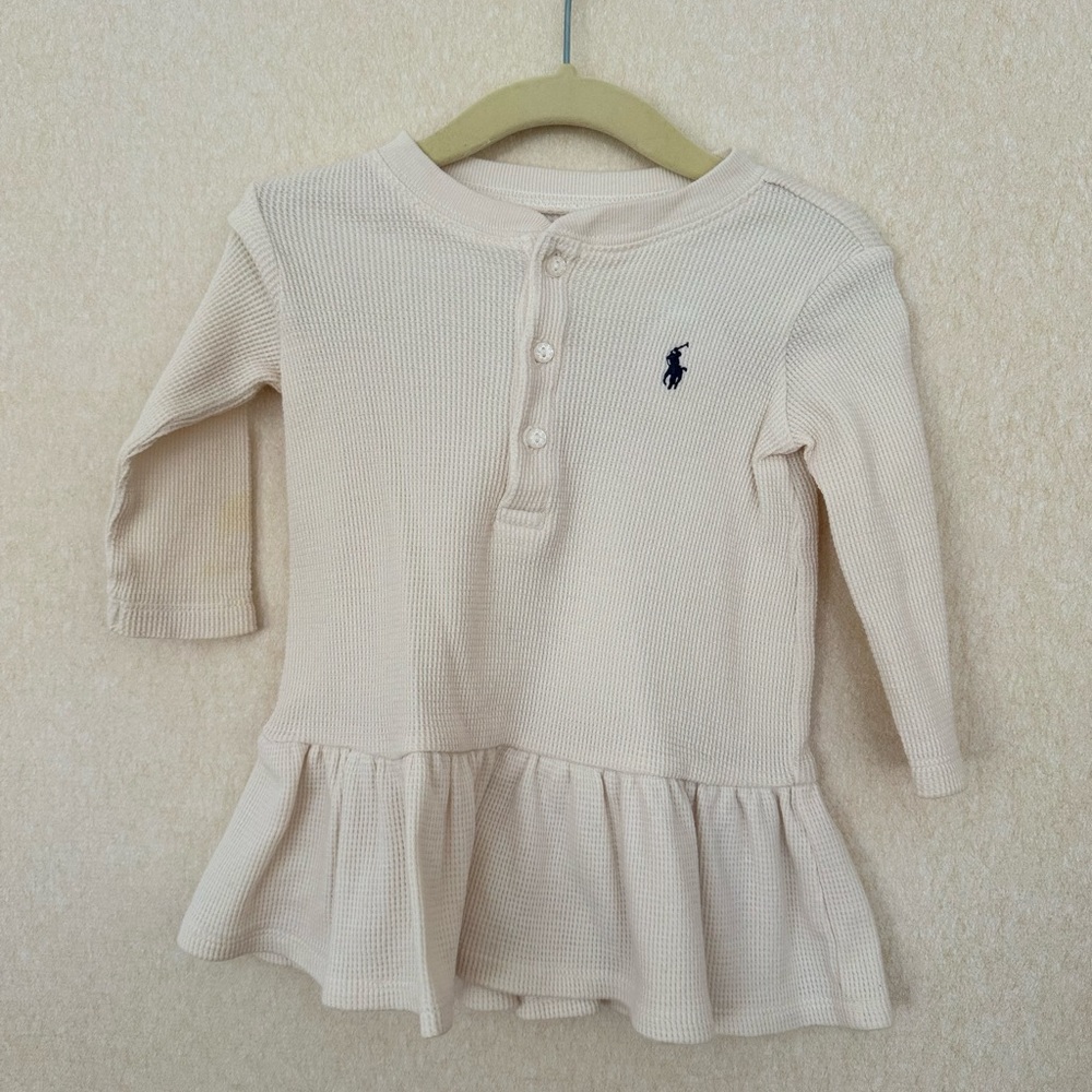 Baby Girls Waffle Knit Henley Dress 6-9mo